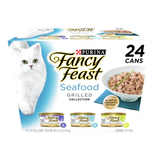 Fancy Feast Purina Fancy Feast Grilled Wet Cat Food Seafood Collection in Wet Cat Food Variety Pack - (Pack of 24) 3 oz. Cans