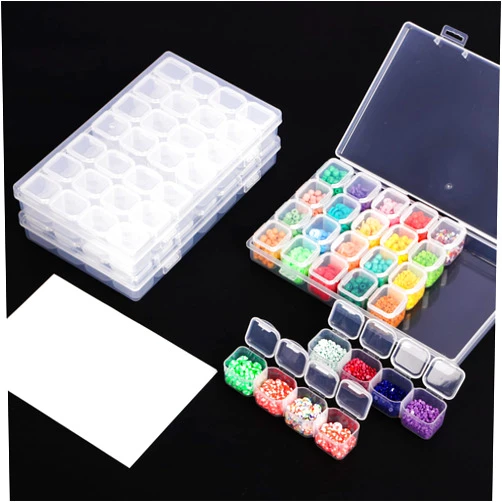 SGHUO Diamond Art Painting Bead Storage 3 Pack 28 Grids Diamond Art Accessories Boxes Plastic Organizer, Bead Organizer