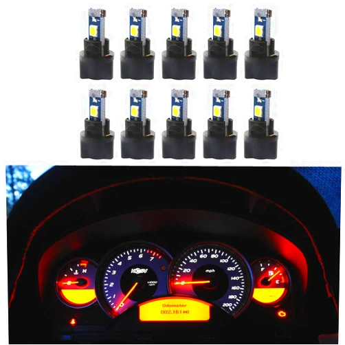 WLJH 10 Pack White Canbus T5 Led Bulb 2721 37 74 Wedge Lamp PC74 Twist Sockets Dash Dashboard Lights Instrument Panel Cluster Leds Car Replacement