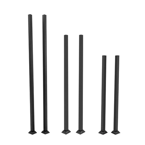 Oiveinya Fence Rail Handrail Post,2pcs Metal Railing Post Deck Railing Wrought Iron Handrail Post Kit for Deck Railing,Balcony Railing,Porch Railing,38/48/60 Inch (Black, 38in)