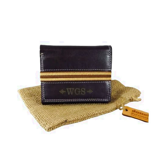 Donebetter Leather Tri Fold Wallet Personalized with elastic closure