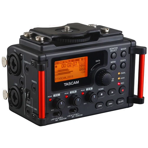 TASCAM 4-Channel Portable Audio Recorder for Videographers, 2 Combo XLR/TRS