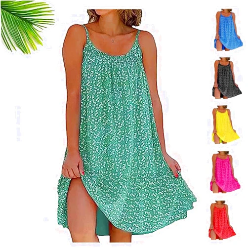 LOSD CamiBloom Floral Printed Camisole Dress,Camisole Dress for Women,Boho Pink Chloe Cami Bloom Dress,Sleeveless Cami Dress