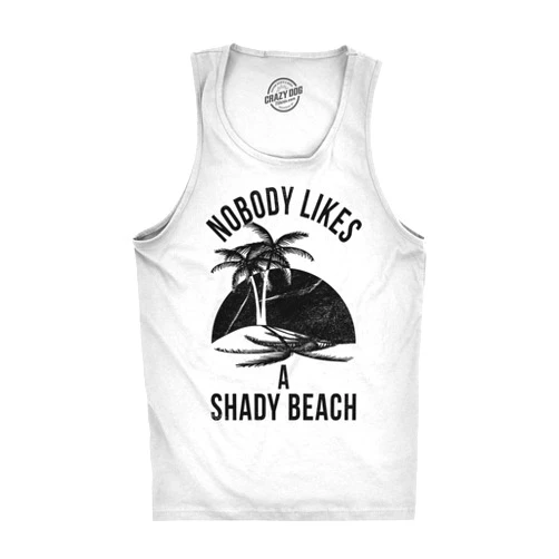 Crazy Dog T-Shirts Mens Shady Beach Funny Cool Tees Sleeveless Gym Workout Novelty Fitness Tanktop
