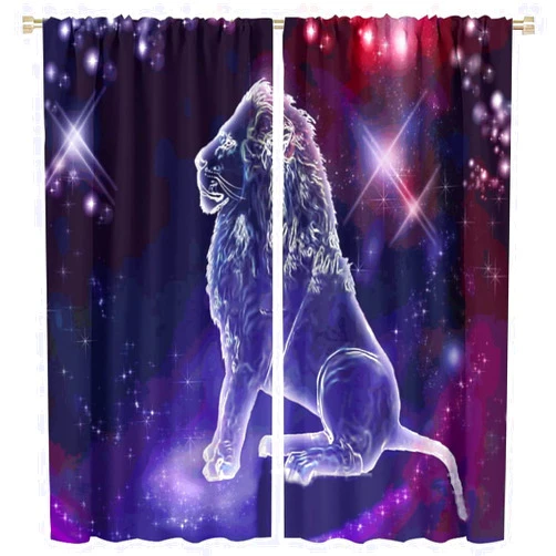 Wlsgdsg Lion Blackout Curtains,Cool Lion King Insulated Curtains Farmhouse Curtains Curtains for Studio Living Room 2 Panels 63x72in