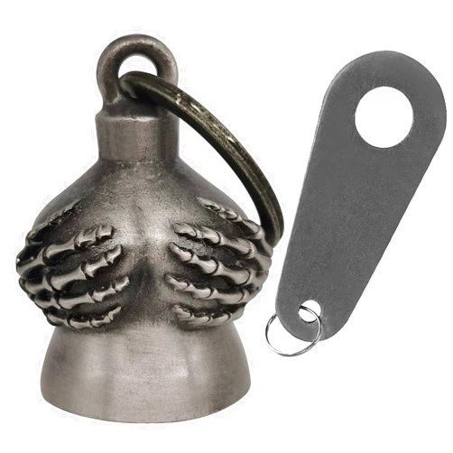 Dream Apparel Motorcycle Bell for Biker Rider Men Women with Bell Hanger, Ride Riding Bell Motorcycle Accessories Spirit Bell for Good Luck, Motorcycle Gift Charm, Road Demon Bell