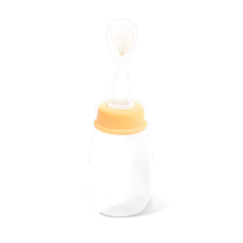 Pigeon Baby Weaning Spoon with Squeeze Bottle, Baby Feeding Dispensing Spoon - Easy Feeding Solution for Babies 6 Months and Up, 4 Oz, with Cleaning Brush