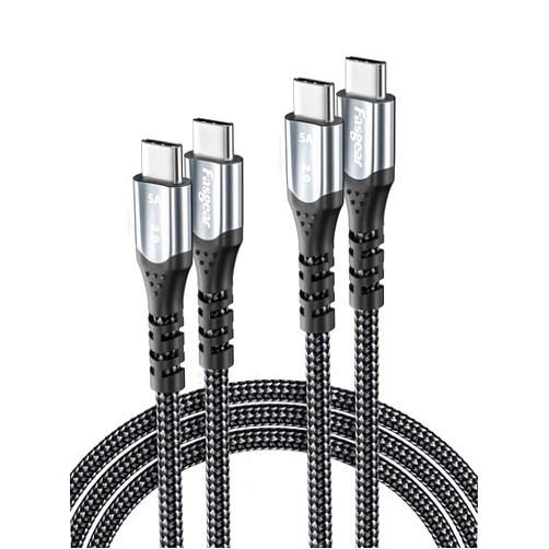 Fasgear USB C to USB C Cable 100W Fast Charging : 2 Pack 3ft+6ft 5A Power Delivery (PD) Braided Type-C 2.0 Quick Charger Cords Compatible for Mac-Book Pro,i-Pad Pro,Galaxy S21 S20 | Pixel 5 | Black