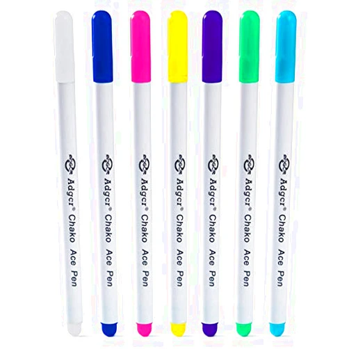 Andaa 10 Pcs Water Soluble Marking Pen,Disappearing Ink Fabric Marker Pen,Disappearing Ink Pen For Sewing Creating Washable Art and Lettering,Temporary Marking for Cloth (Seven Color, 7 PCS)