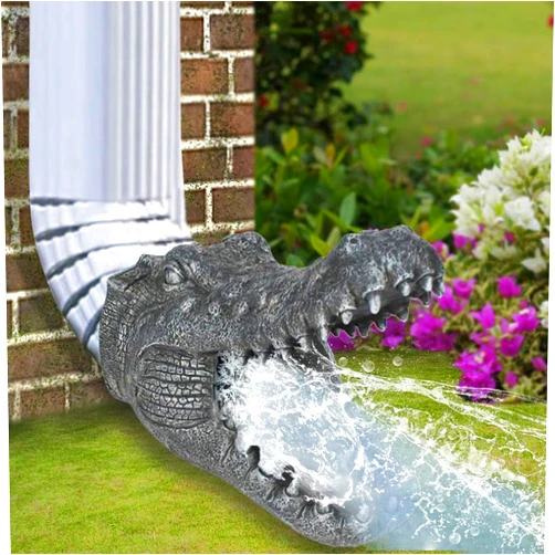 MARYTUMM Crocodile Downspout Outdoor Extension Decoration, Gutter Guardian Rain Down Spout Extension Statue