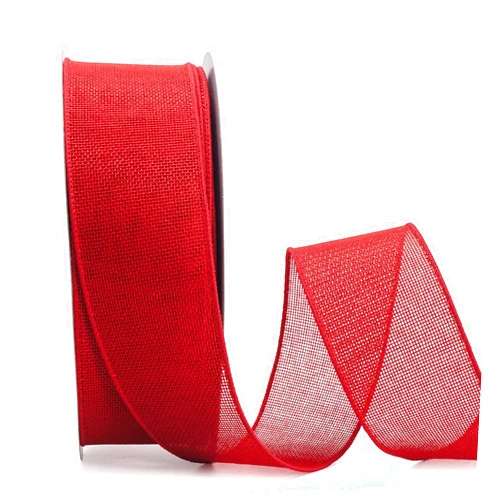 Altier 2.5 Inch x 40 Yards Red Burlap Wired Ribbon for Christmas Home Decoration Gift Wrapping Bow Making Wreath DIY Crafts