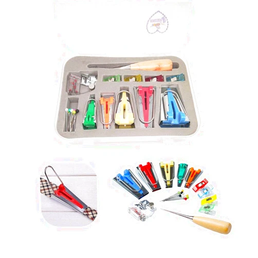 HONEYSEW Single Double Fold Bias Tape Maker Tool Kit Set, 6MM/9MM/12MM/18MM/25MM Fabric Bias Tape Maker Tools 5 Sizes DIY Sewing Bias Tape Makers for Quilt Binding