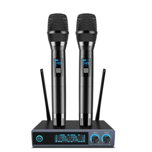 VeGue Wireless Microphone, Metal Dual Professional UHF Cordless Dynamic Mic Handheld Microphone System for Home Karaoke Party, Meeting, Church, DJ, Wedding, Home KTV Set