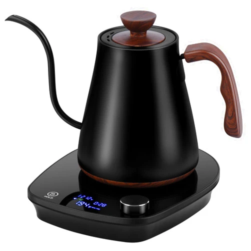 YDDZZM Gooseneck Electric Kettle, Intelligent Temperature Control, Stainless Steel Inner, Quick Heating, for Pour Over Coffee, Brew Tea, Boil Hot Water, 1000W 0.9L Black