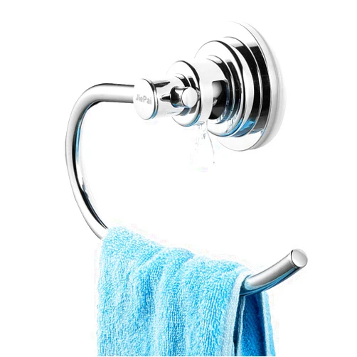 JiePai Vacuum Suction Towel Holder,Modern Shower Towel Ring,Washcloth Hand Towel Holder for Bathroom Kitchen Drill Free,Chrome