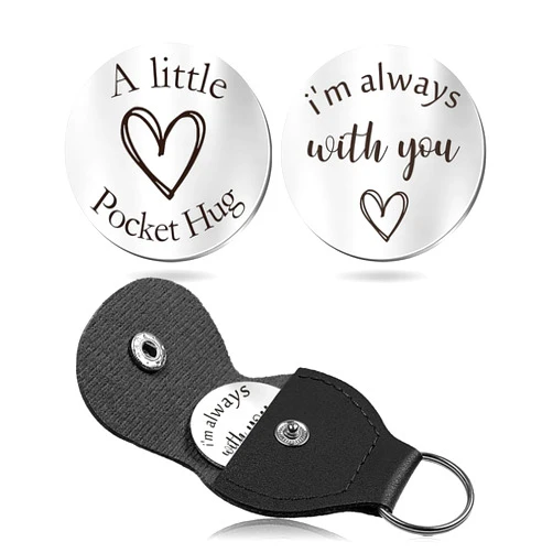 CINDYHE Pocket Hug Token keychain Gifts for Men Women Him Her Dad Mom Son Daughter Brothers Sisters Teacher Boy Girl Friends (I'm always with you)