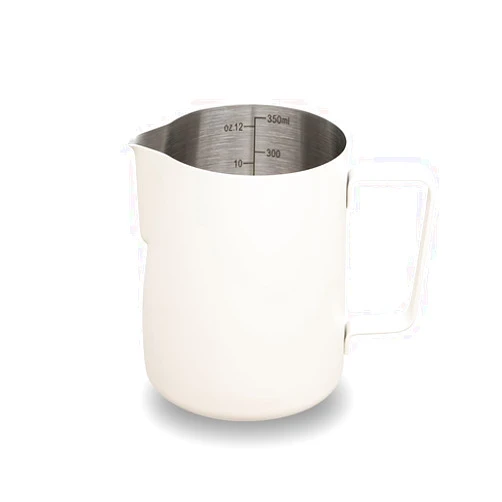 watchget Stainless Steel Milk Frothing Pitcher 12oz/350ml - Espresso Steaming Pitcher for Cappuccino, Latte Art, Coffee Machine Accessories Milk Jug Milk Frother Cup, Creamy White