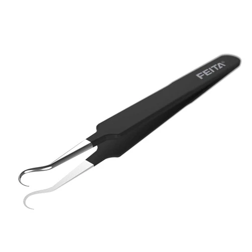 FEITA Blackhead Acne Extraction Tweezers - FEITA Pro & Surgical-Grade Stainless Steel Bend Curved Comedone Extractor Tweezer Tool for Remove Whitehead and Clogged Pores, Pimple - Black