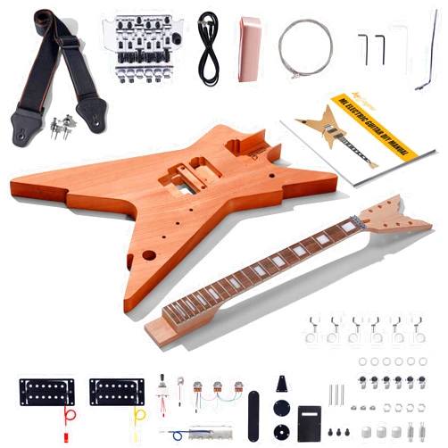 Leo Jaymz DIY Electric Guitar Kits with Mahogany Body and Neck - Laurel Wood Fingerboard and All Components Included