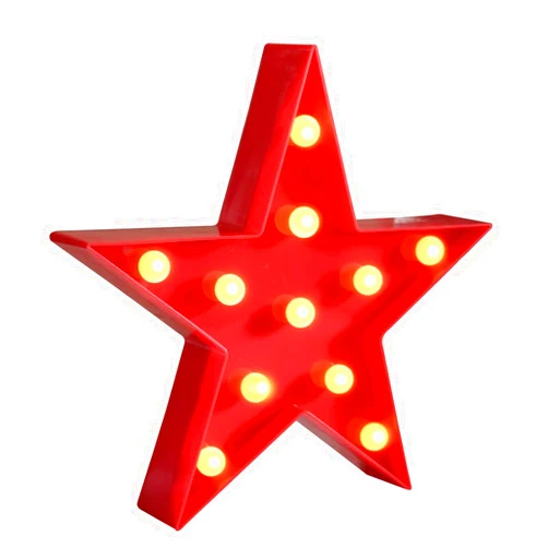 Pooqla Marquee Light Star Shaped LED Plastic Sign-Lighted Marquee Star Sign Wall Décor Battery Operated (Red)