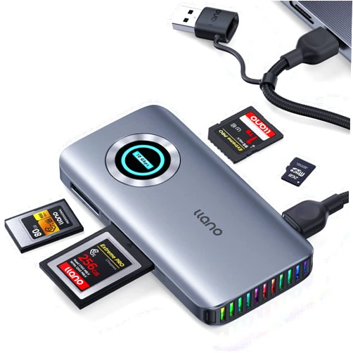 llano CFexpress Type A/B Card Reader, USB 3.2 Gen 2 (10Gbps) Reader, 4 in 1 UHS-II SD&Micro SD/TF Card Reader with RGB, USB C 4.0 Memory Card Reader for Windows, Mac OS, Linux, iOS, iPadOS and Android