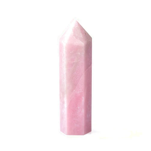 KINO Pink Opal Tower Wand Natural Crystal Healing Reiki Hexagonal Prism Single Point for Meditation Mineral Stone 6 Faceted Gemstone Figurine