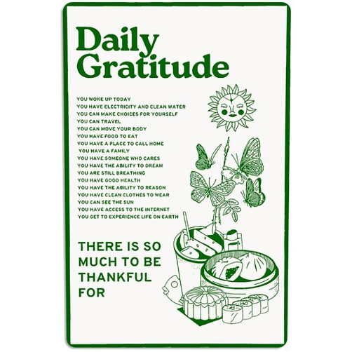Fangyuaneel Room Decor Aesthetic Wall Decor Daily Gratitude Inspirational Metal Tin Sign, Green Boho Home Coffee Room Wall Office Decor 8X12Inch tin 029