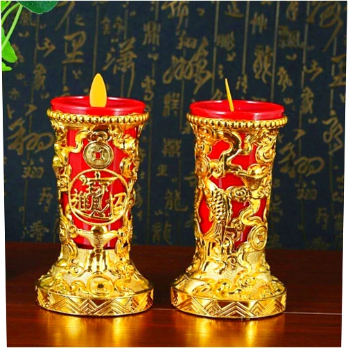 AttreX A Pair Simulation Electronic Candle Buddha Lamps Buddhist Supplies Led Candle