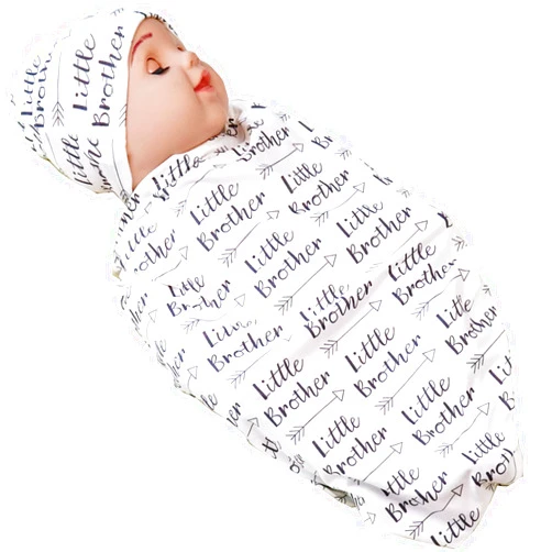 TANOFAR Newborn Swaddle Blanket with Beanie Set,Soft Stretchy Blanket for 0-3 Months Baby Boys and Girls (Brother)