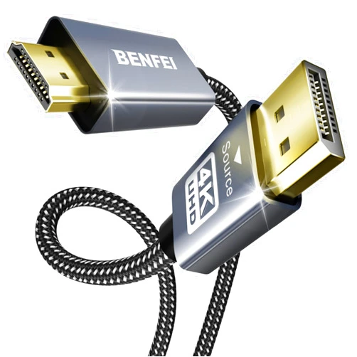 BENFEI 4K DisplayPort to HDMI 15 Feet Cable[Aluminum Shell, Nylon Braided], Uni-Direction DP 1.2 Computer to HDMI 1.4 Screen Cable Compatible with HP, ThinkPad, AMD, NVIDIA, Desktop and More