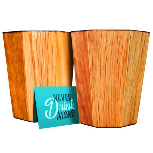 The Whiskey Grail Whiskey Grail - Never Drink Alone - Artisan Wooden Whiskey Cup – Wooden Bourbon Cup for Men, Old Fashioned Charred Oak, Unique Barrel-Inspired Drink Accessory - Gifts for Bourbon Lovers
