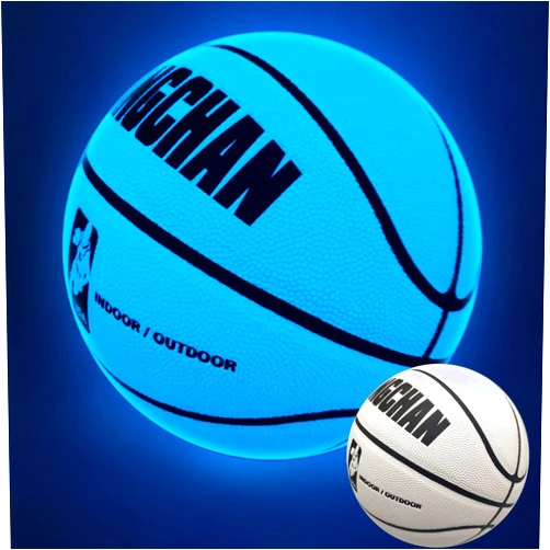 SCASEE Basketball Glow in The Dark - Blue Light Up Basketballs Official Size 7/6/5 - Glowing Leather Night Basketball Gift for Kids Teen Boys Girls Men and Women - Outdoor Indoor Traning Balls