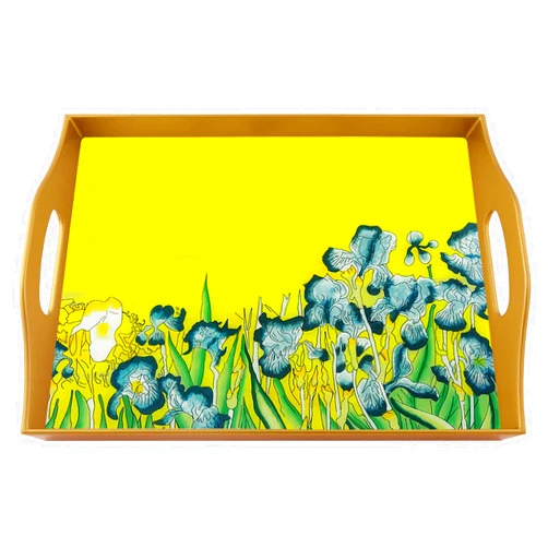 Ducoteduparc Wedding gift - Vincent Van Gogh The Irises - Rectangular Hand Painted Glass Tray with Gold Aluminium Frame