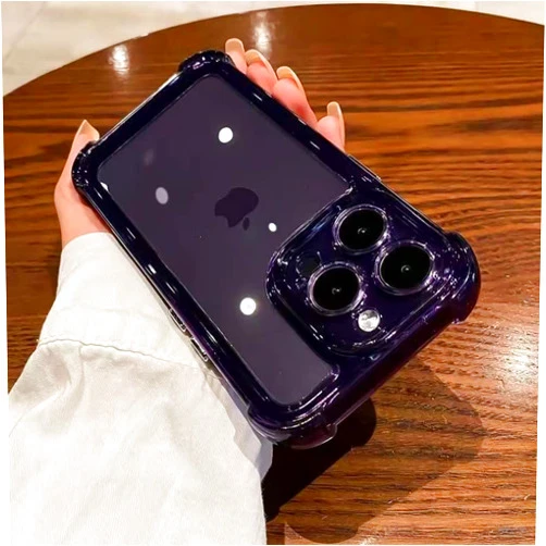 HPHRE Clear Shockproof Case Compatible with iPhone 15 Pro Max, Military Grade Drop Protection Hard Acrylic Back Phone Cover with Anti-Fall Shock-Absorbing Corners (Transparent Purple)