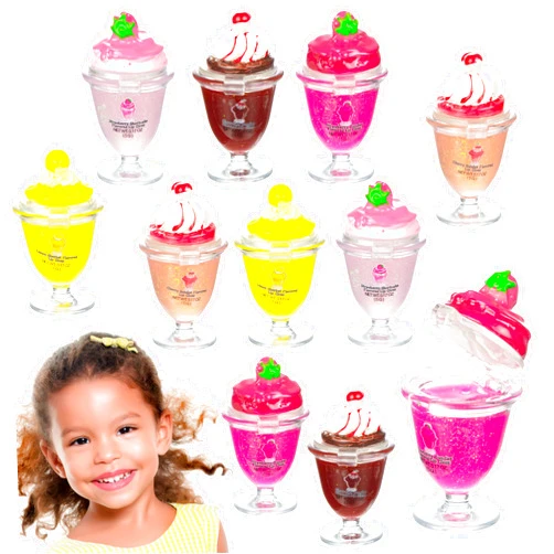 Expressions 10pc Ice Cream Sundae Flavored Lip Gloss Collection - Peace Love Design Kids Makeup Lip Gloss Set, Novelty Glittery Lip Gloss, Ice Cream Dessert Lip Gloss Pack
