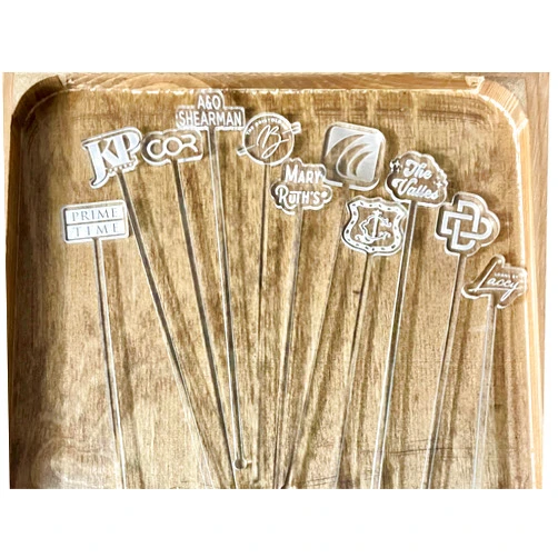 DesignLEE Studio 25 Personalized Drink Stirrers for Weddings Custom Stir Sticks Name Corporate Logo Swizzle Sticks Birthday Drink Toppers Made of Engraved Acrylic