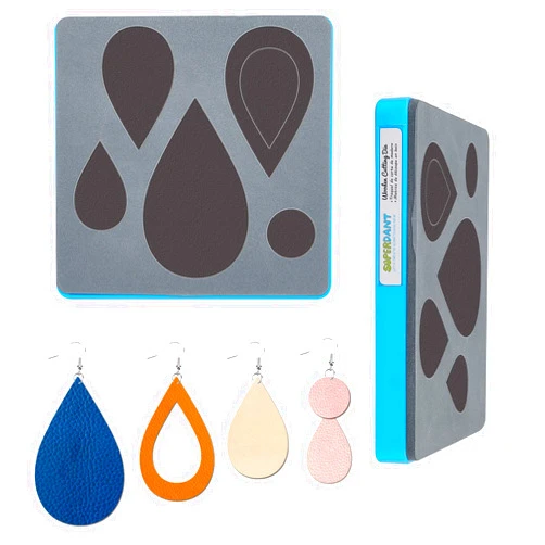 SUPERDANT Teardrop Leather Cutting Die 4 Styles Earring Embossing Wooden Cutting Die Earring Patch Cutting Mold Template for Pendant Quilting Sewing Earring Jewelry DIY Leather Crafts Making