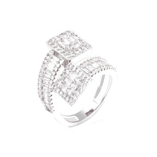 Lulu Mel Iced Out Rings Hip Hop 5A Cubic Zirconia Diamond Baguette Ring For Men Women, Silver Gold Mens Pinky Ring Luxury Bling Party Ring
