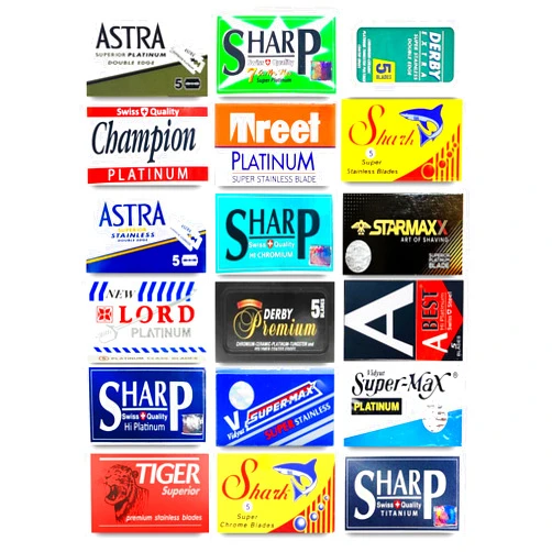 Razor Blades Club Astra-Derby-Shark-Lord-Treet-Sharp 100 Quality Double Edge Razor Blades Sampler (18 different brands)