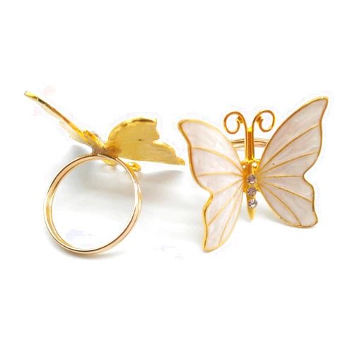 Joyindecor Gold Butterfly Napkin Rings Set of 12 - Golden Metal Animal Insects Napkin Ring Holders for Spring Summer Wedding Party Holiday and Daily Gathering, Elegant Dining Table Decoration (12)
