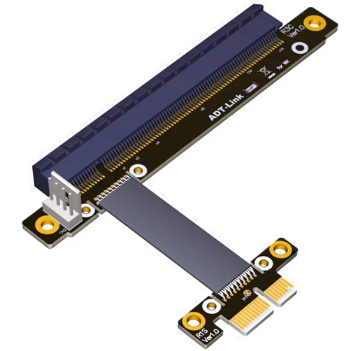 ADT-LINK Riser PCI-E 3.0 16x to x1 PCIe x16 x1 PCI Express Riser Mining Graphics Card Extension Cable R13SC 25cm with Power Line (No Power Cable)