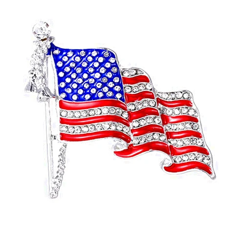 Ulricar American Flag Brooches American Flag Pin, American Flag Lapel Pins, Waving USA Flag Pins, Sparkling Rhinestone Brooch Pins for women Hats Backpacks Clothes,Patriotic Badge US lapel pins for men