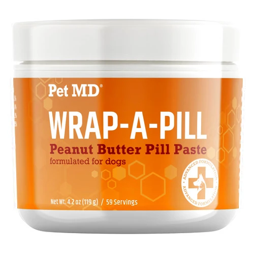 Pet MD Wrap A Pill Peanut Butter Flavored Pill Paste for Dogs - Make a Pocket to Hide Pills and Medication for Pets - 59 Servings