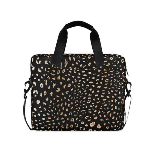 ALAZA Realistic Leopard Cheetah Print Animal Laptop Case Bag Sleeve Portable Crossbody Messenger Briefcase w/Strap Handle, 13 14 15.6 inch