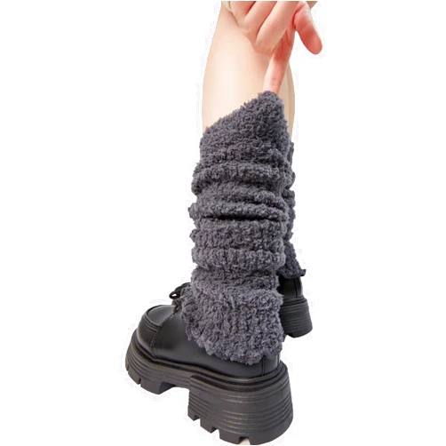 Lunedear Womens Fuzzy Leg Warmers Knit Ankle Socks Winter Warm Ruffle Leg Sleeves Warmer College Concert Thick Boot Socks