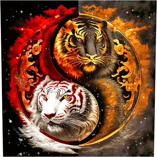 JFYHAB Tiger Diamond Painting Kits-Taichi Tiger Diamond Painting Kits for Adults,5D DIY Full Drill Dragon Diamond Art for Home Wall Decor 12x12inch