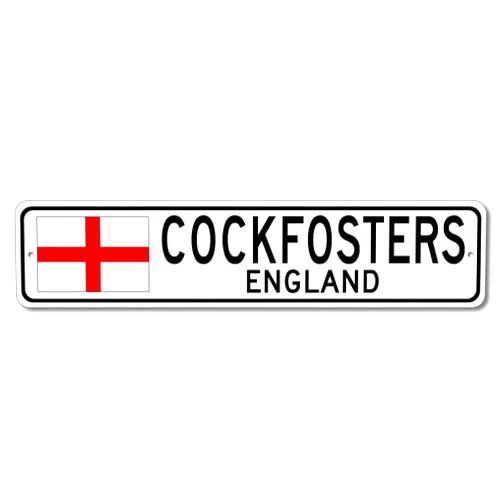 The Lizton Sign Shop Cockfosters, England - England Flag Street Sign - Metal Novelty Sign, Personalized Sign, Man Cave Street Sign, England City Sign, Restaurant or Pub Sign - 4x18 inches