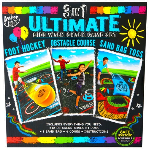 Anker Play Products 800057/DOM 3 in 1 Ultimate Sidewalk Chalk Game Set, Standard, Multiple