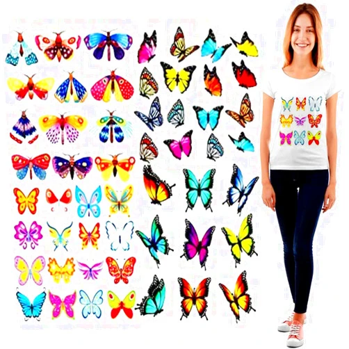 TOOBIT Kids Butterfly Iron On Patches-Baby Transfers Stickers Patch-Appliques for Clothes,Girl Lovely Cartoon Animal Butterfly Iron on Transfers Patterns for T Shirts Clothes Patterns,4 Sheets 53 Patterns