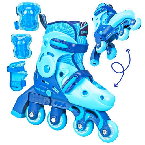 Roller Derby Switch Skates for Beginners, 2 in 1 Adjustable Skates Convert from Learn Mode to Inline Skates for Toddlers, Kids